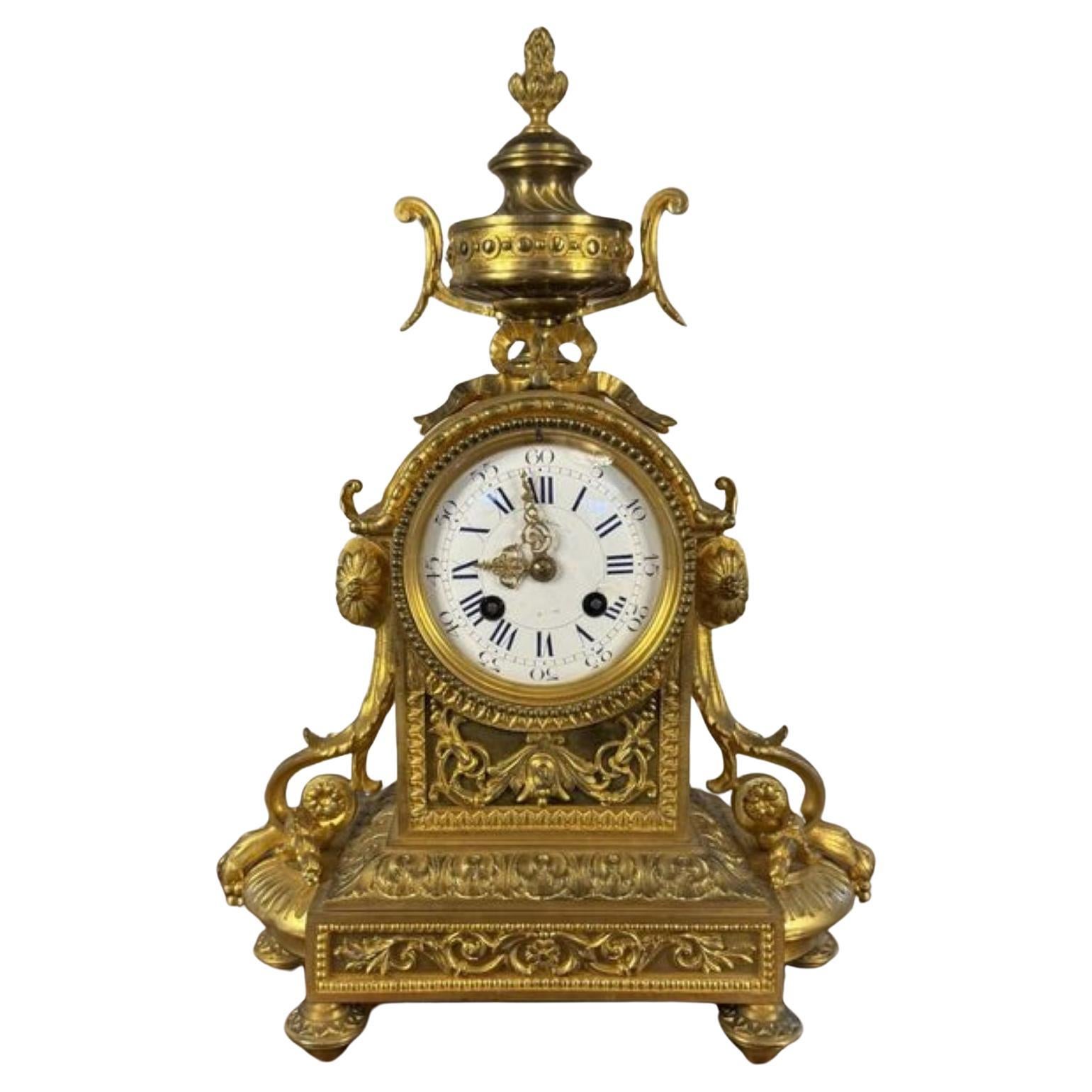 Reloj de chimenea francés victoriano antiguo de fantástica calidad