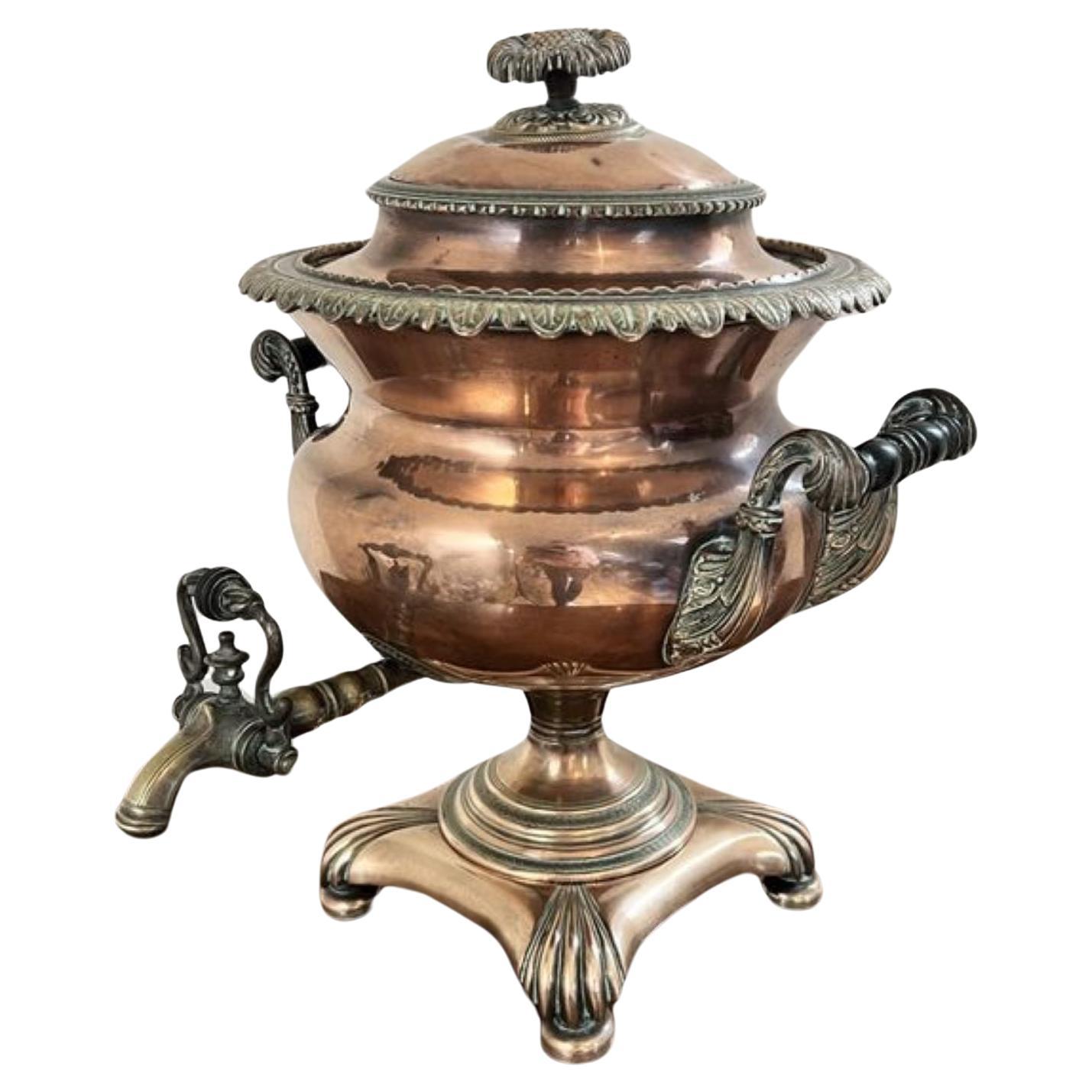 Fantastic quality antique Victorian large copper samovar  For Sale