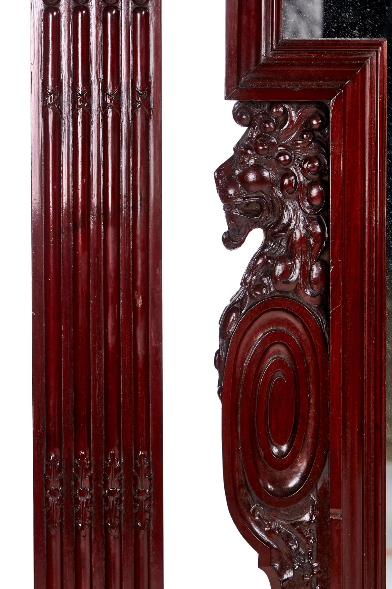 19th Century Fantastic Quality Antique Victorian Mahogany Large Carved Wall Mirror