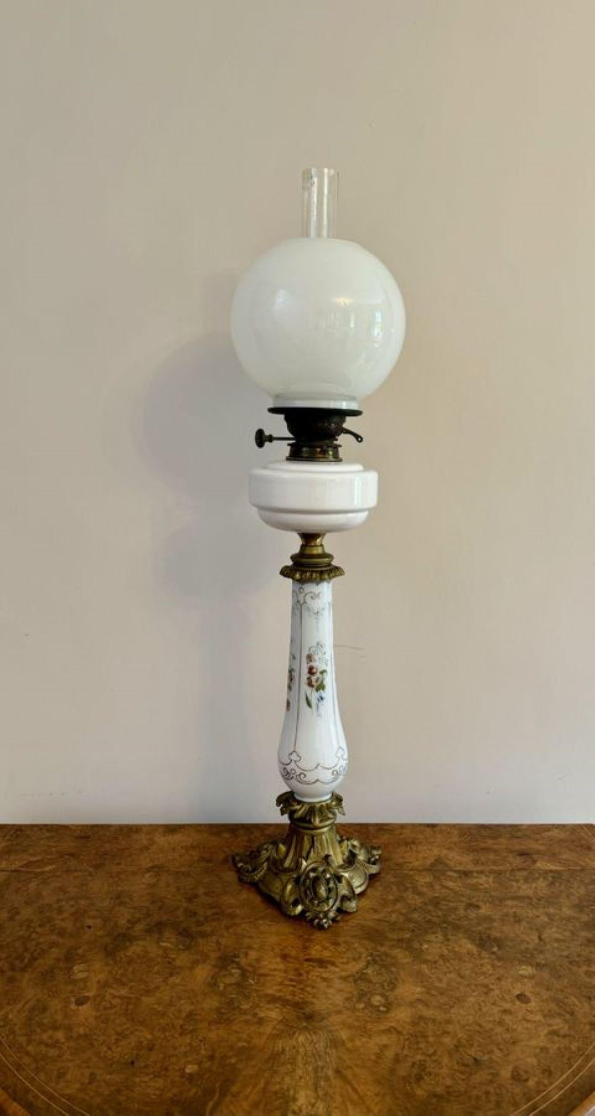 Early Victorian Fantastic quality antique Victorian oil lamp  For Sale