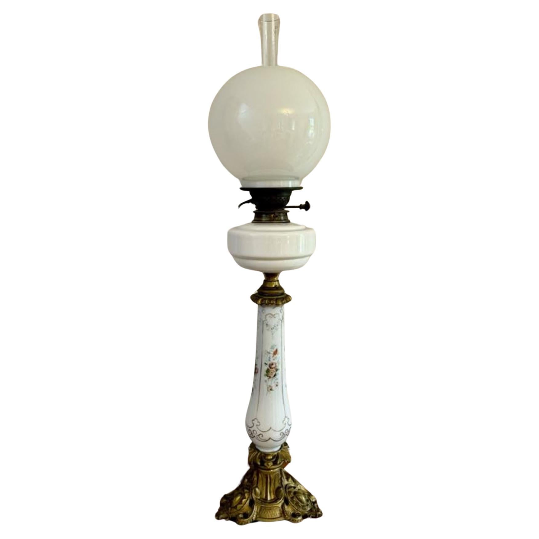 Fantastique lampe à huile victorienne ancienne de qualité  en vente