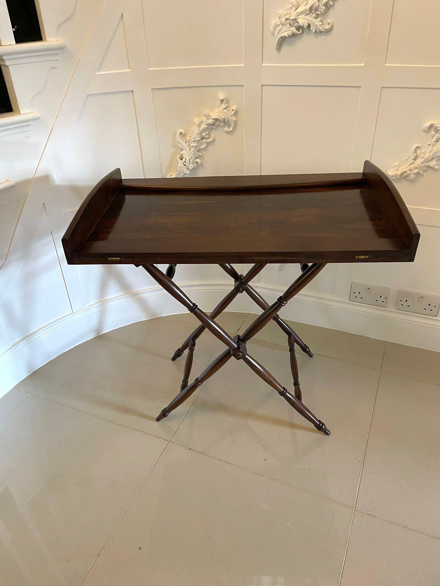 English Fantastic Quality Antique Victorian Rosewood Butler’s Tray on Stand For Sale