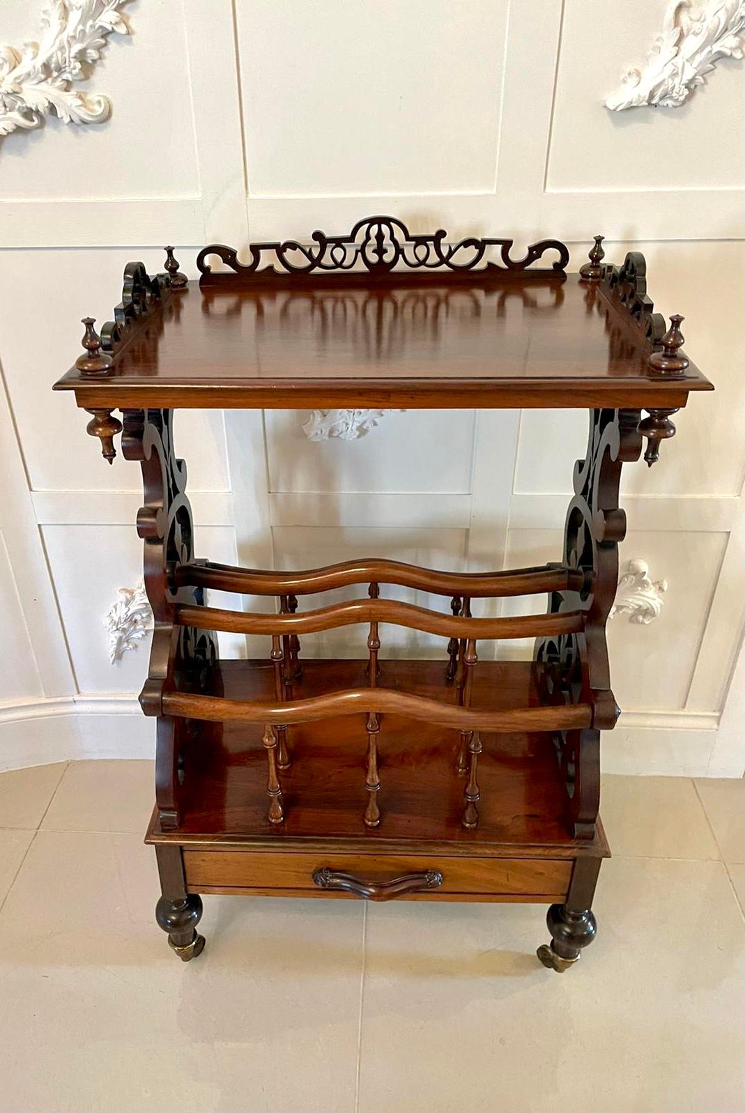 English Fantastic Quality Antique Victorian Rosewood Canterbury Whatnot For Sale