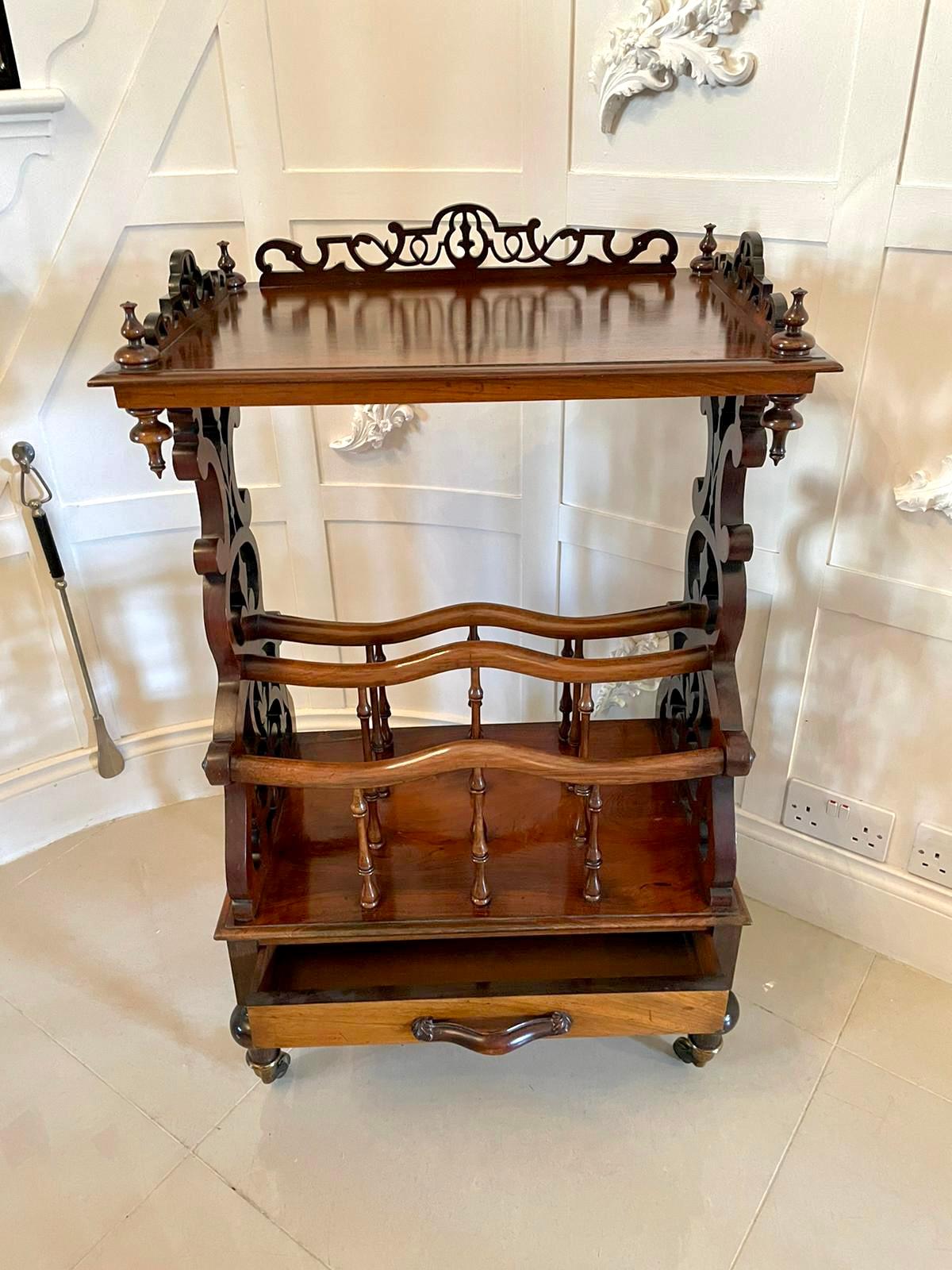 Hand-Carved Fantastic Quality Antique Victorian Rosewood Canterbury Whatnot For Sale