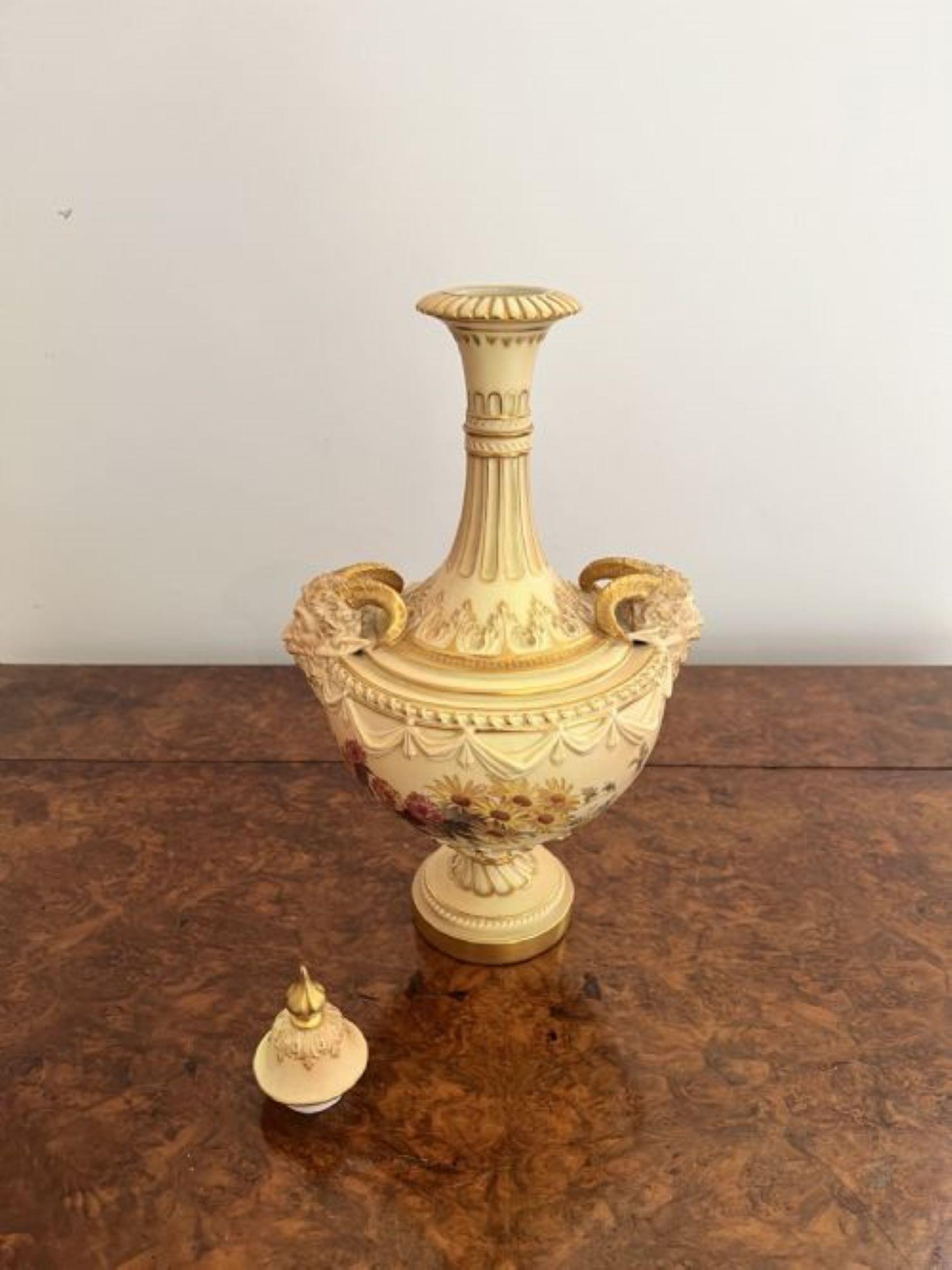Ceramic Fantastic quality antique Victorian Royal Worcester vase by Edward Raby For Sale