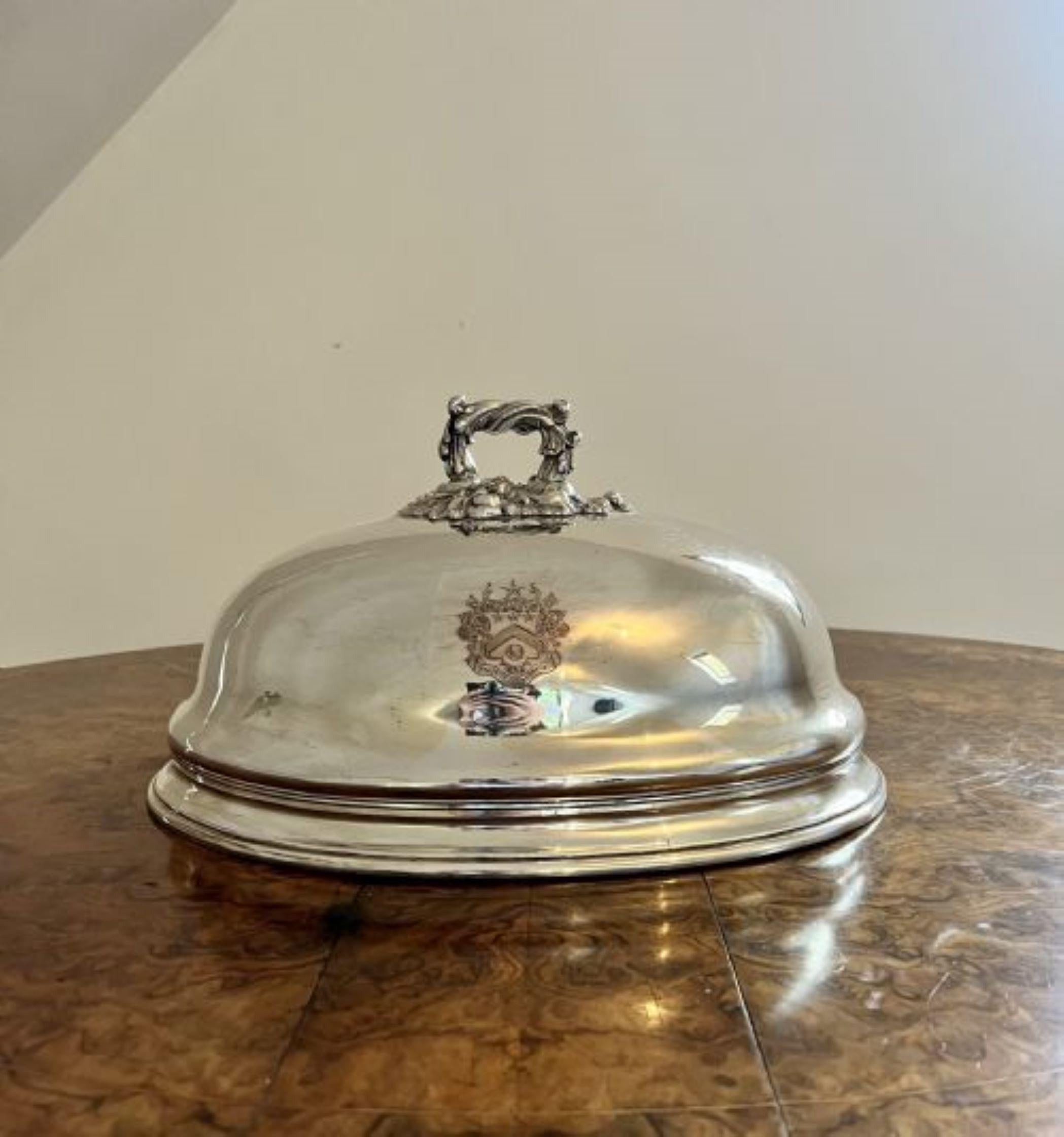 19th Century Fantastic quality antique Victorian silver plated meat cover  For Sale