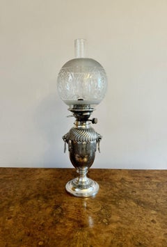 Fantastic quality antique Victorian silver plated urn shaped oil lamp