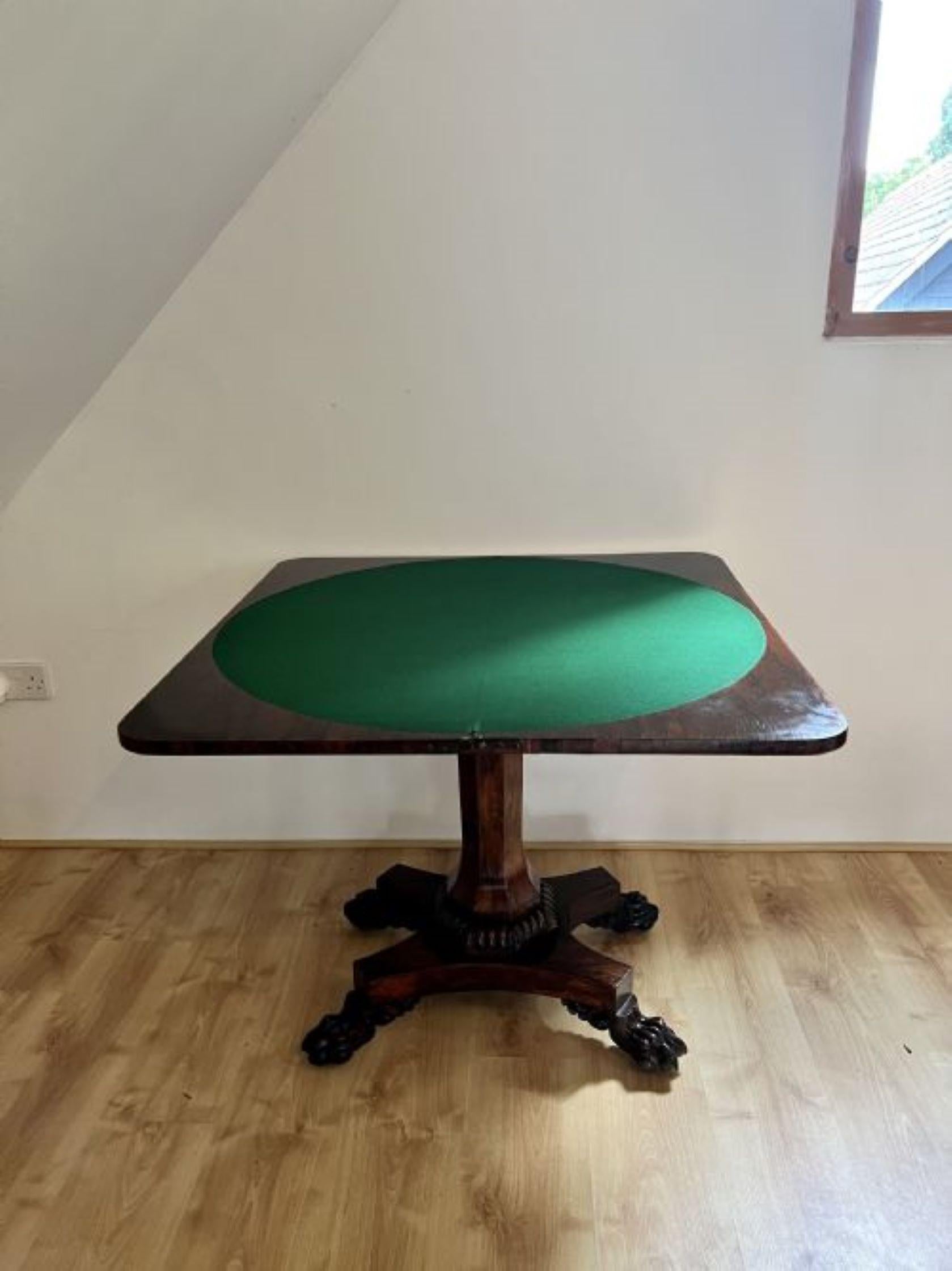 Fantastic quality Antique William IV rosewood card table  For Sale 5