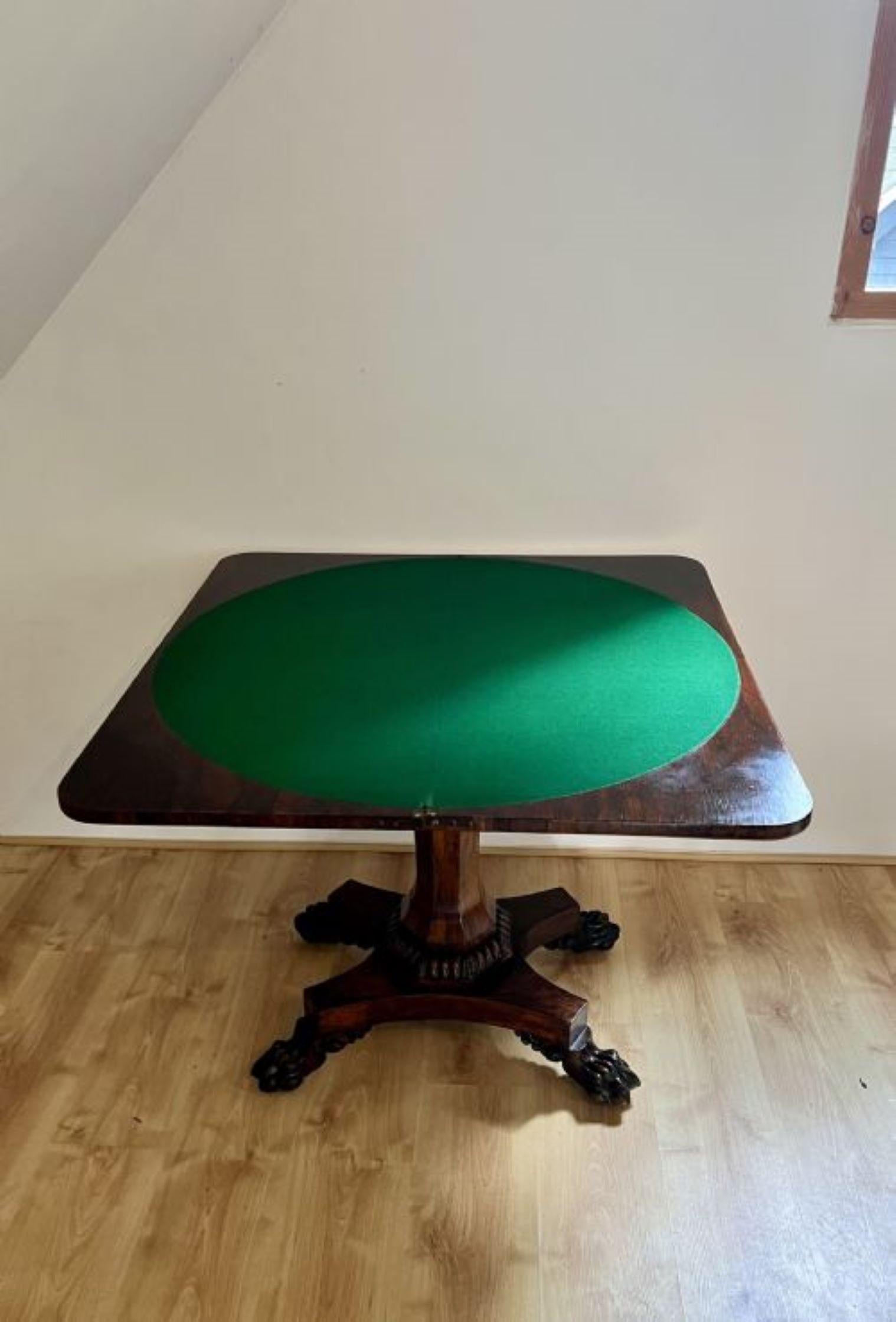 Fantastic quality Antique William IV rosewood card table  For Sale 7