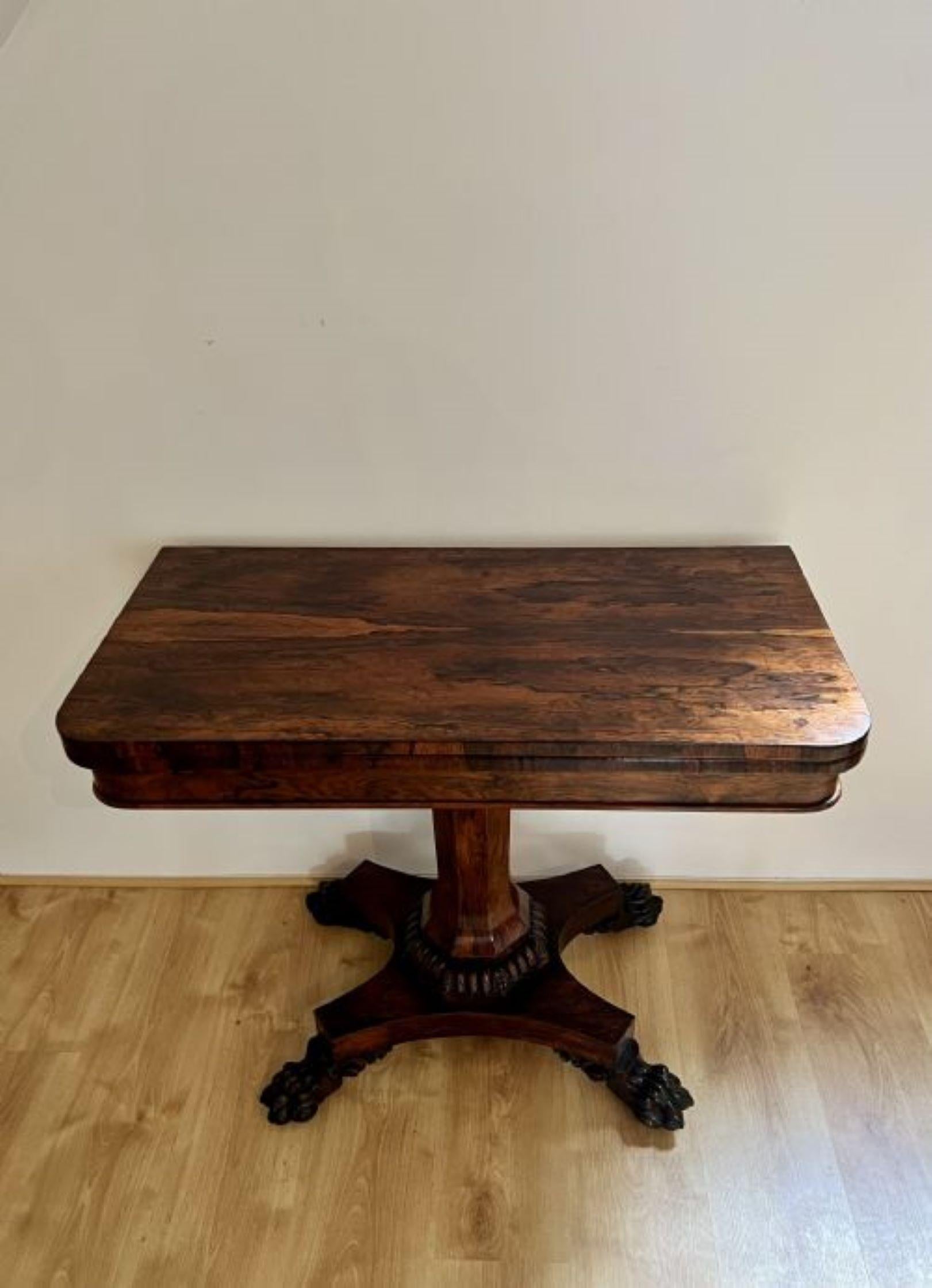 Fantastic quality Antique William IV rosewood card table  In Good Condition For Sale In Ipswich, GB