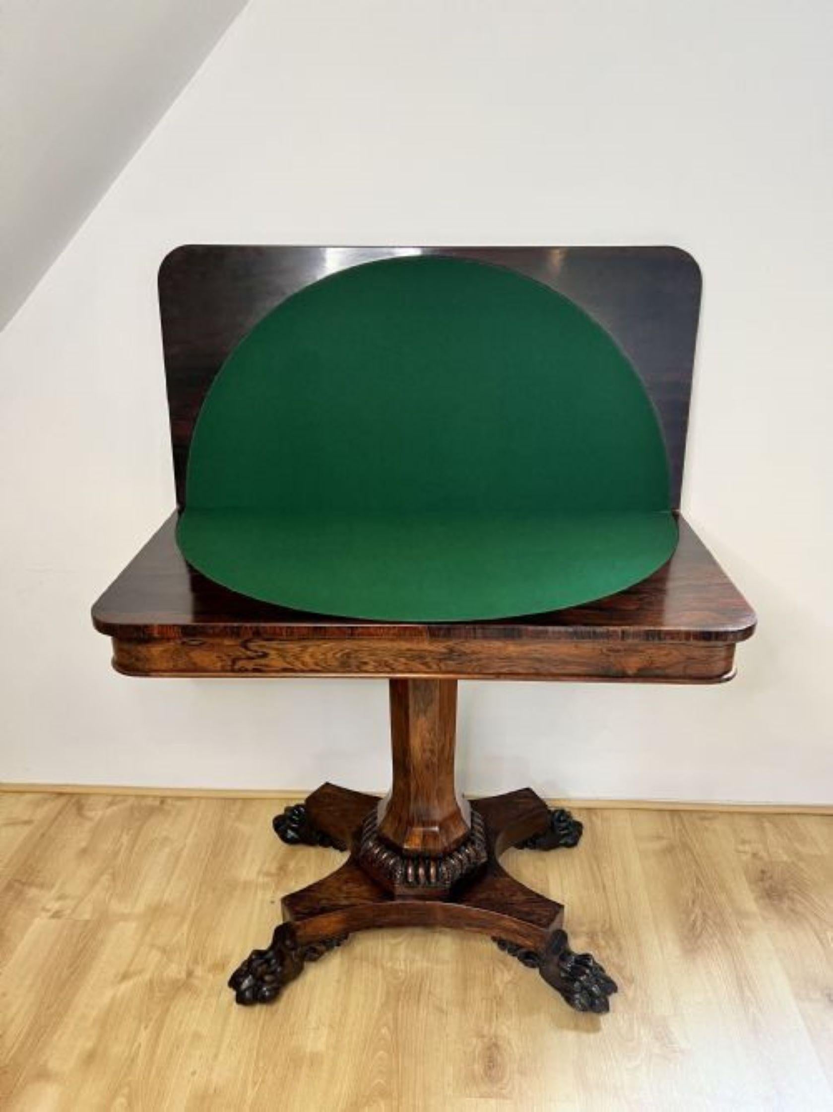 19th Century Fantastic quality Antique William IV rosewood card table  For Sale