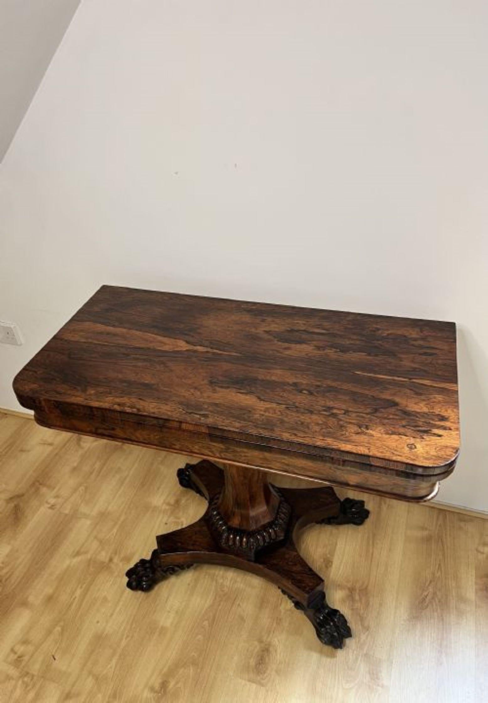 Rosewood Fantastic quality Antique William IV rosewood card table  For Sale