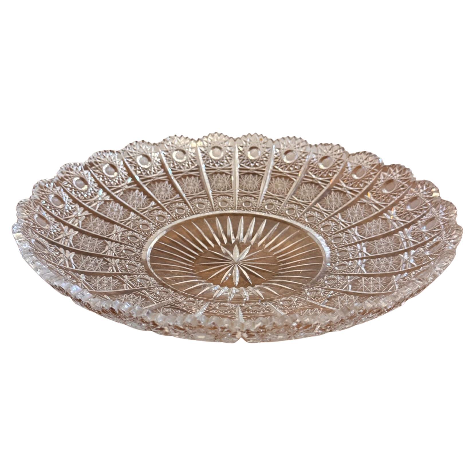 Fantastic quality large antique Edwardian cut glass dish