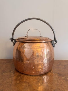 Fantastic quality large antique George III copper lidded pot