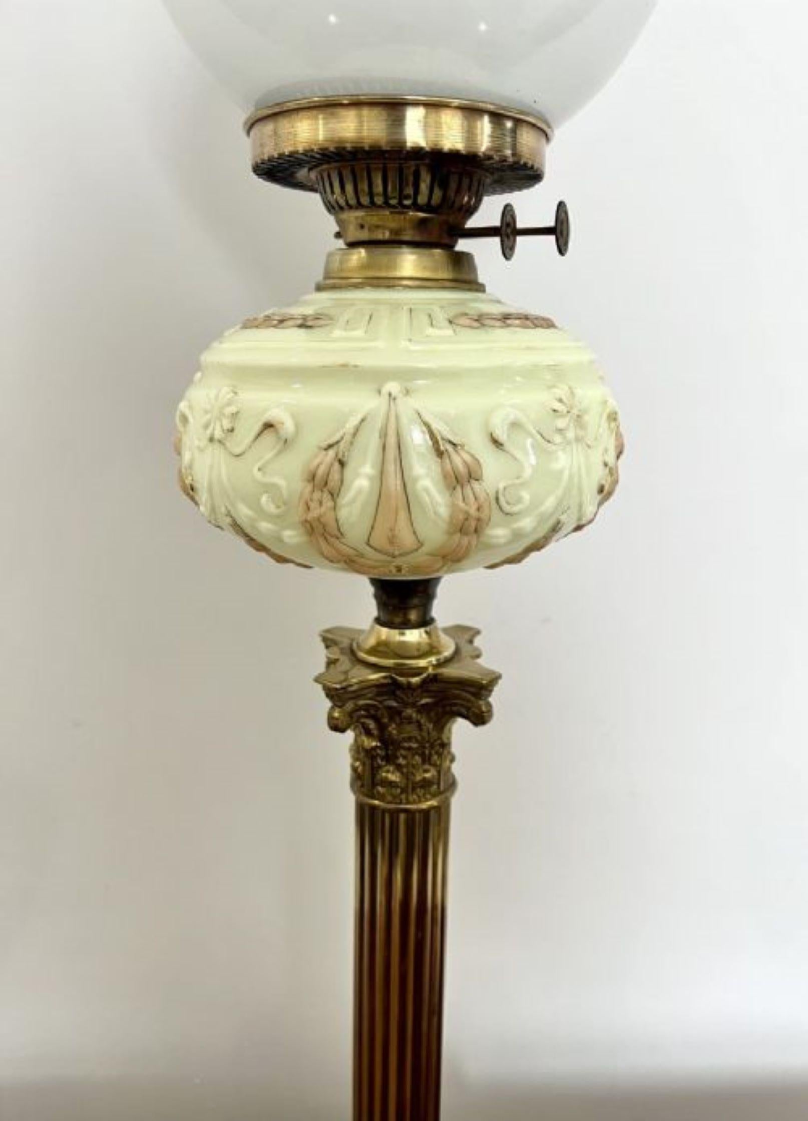 19th Century Fantastic quality large antique Victorian brass oil lamp  For Sale