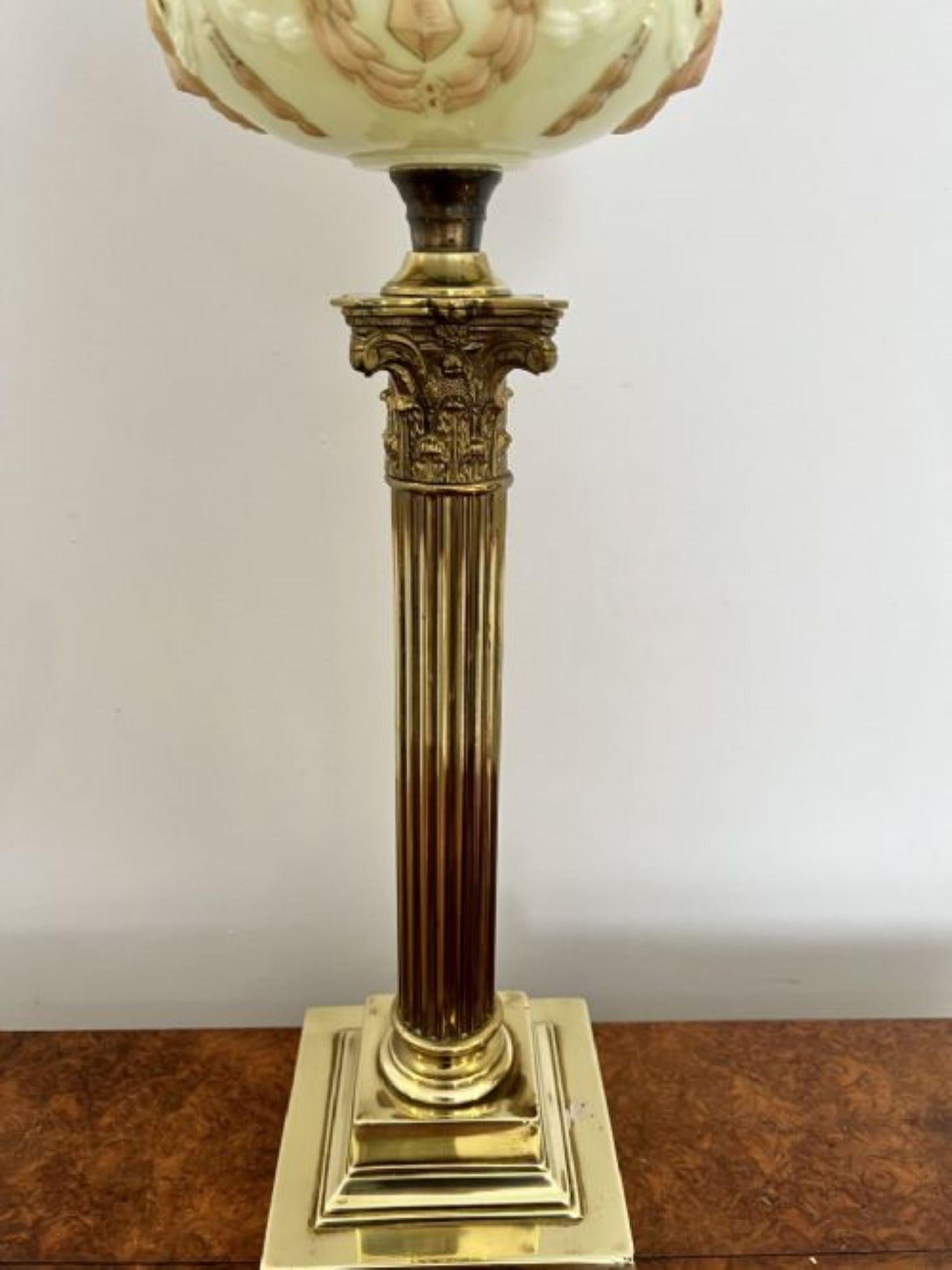 Brass Fantastic quality large antique Victorian brass oil lamp  For Sale