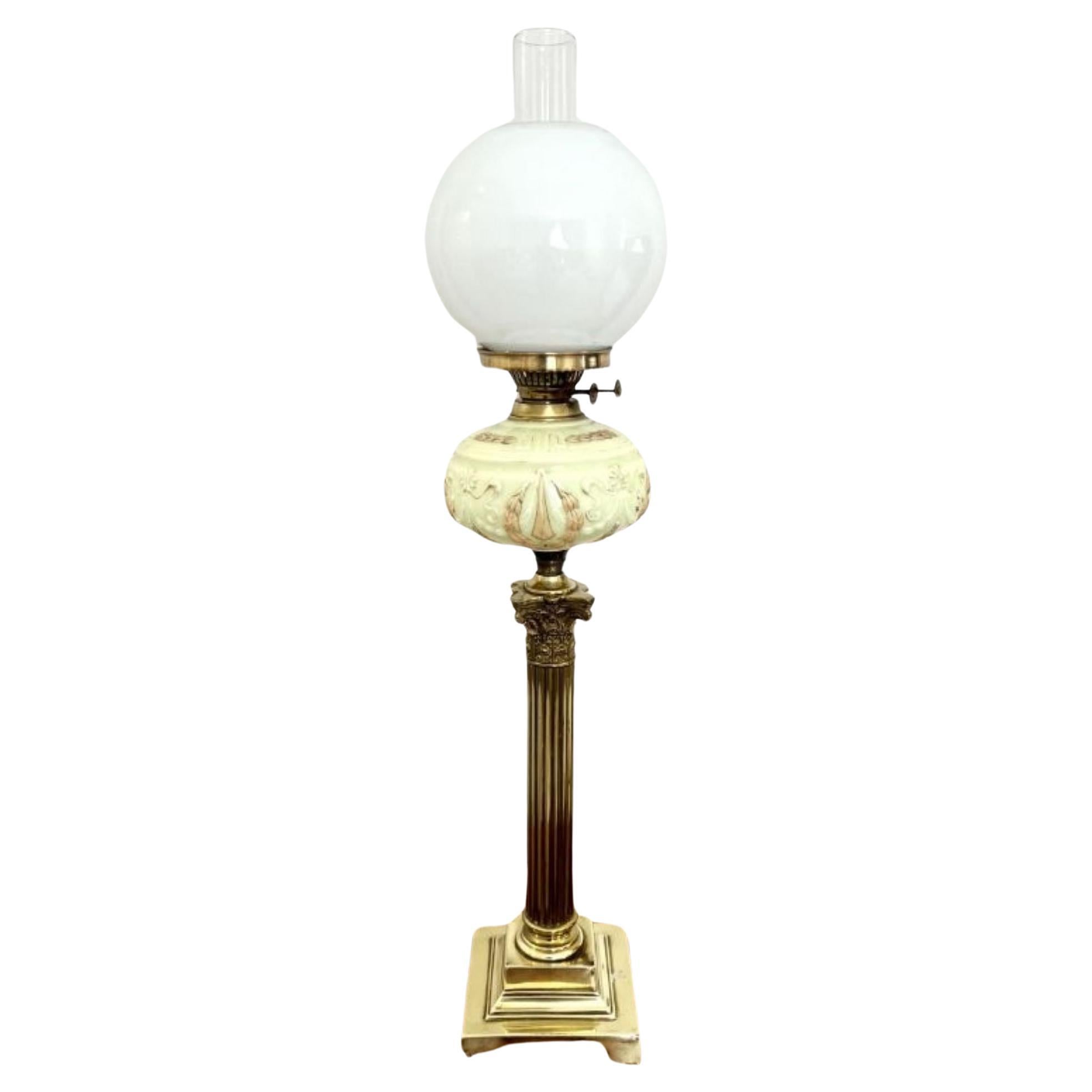 Große antike viktorianische Öllampe aus Messing in fantastischer Qualität 