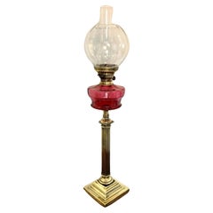 Fantástica lámpara de aceite antigua victoriana de latón de gran calidad