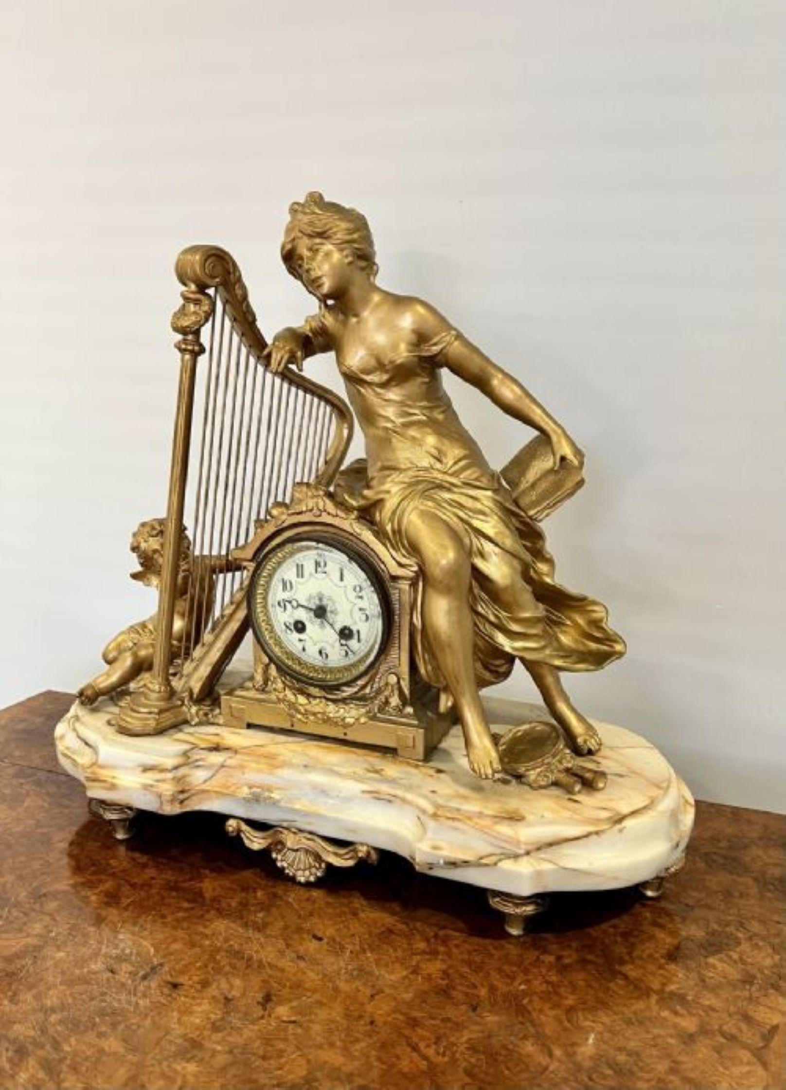 Porcelain Fantastic quality large antique Victorian mantle clock  For Sale
