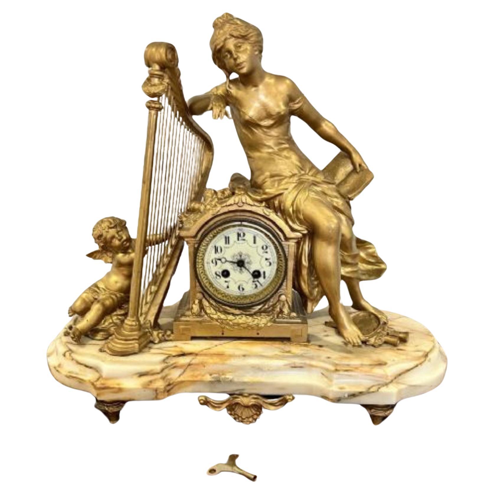 Fantastique horloge de cheminée victorienne ancienne de grande qualité 