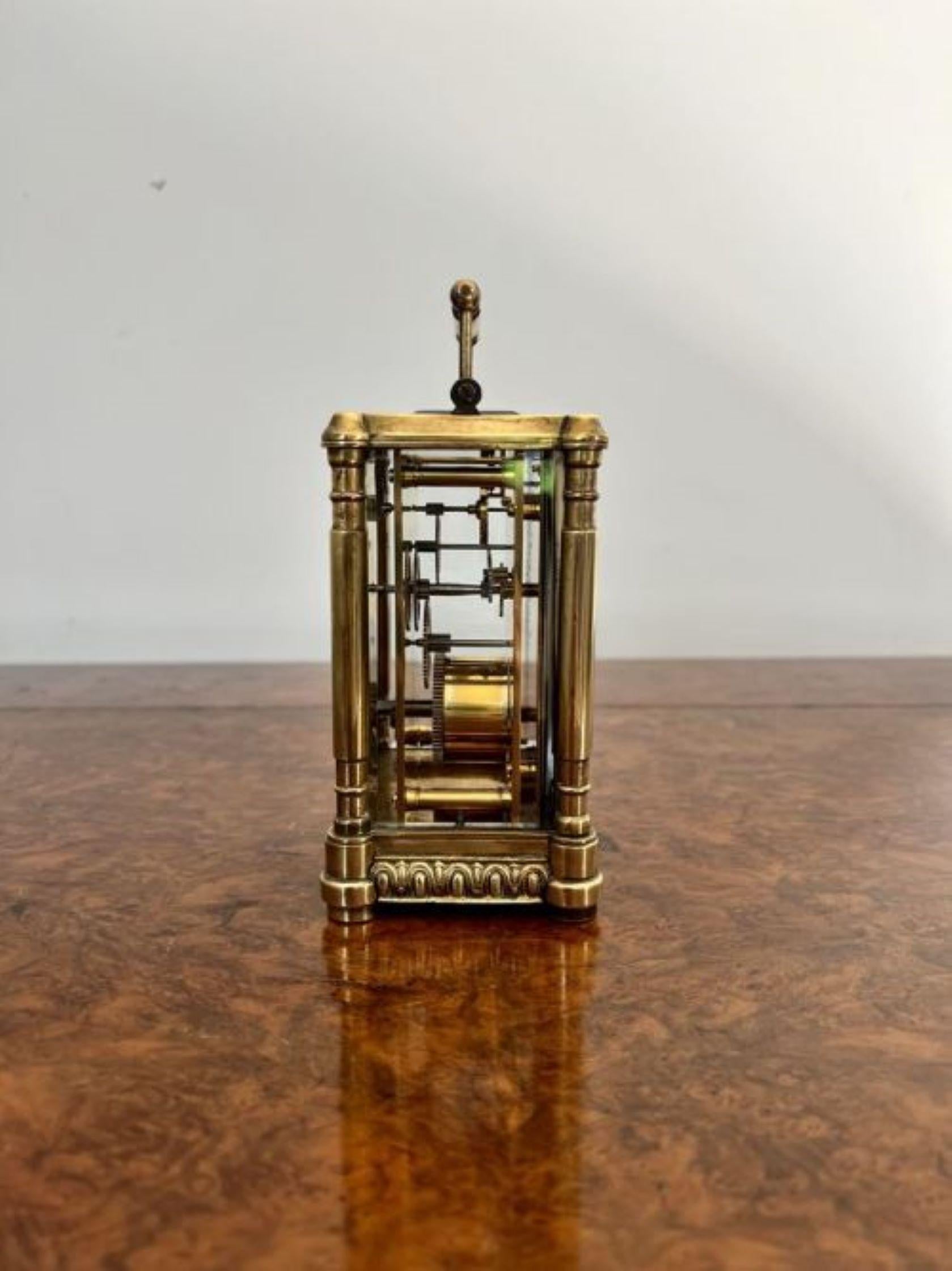 Fantastic quality large antique Victorian ornate brass carriage clock  In Good Condition For Sale In Ipswich, GB