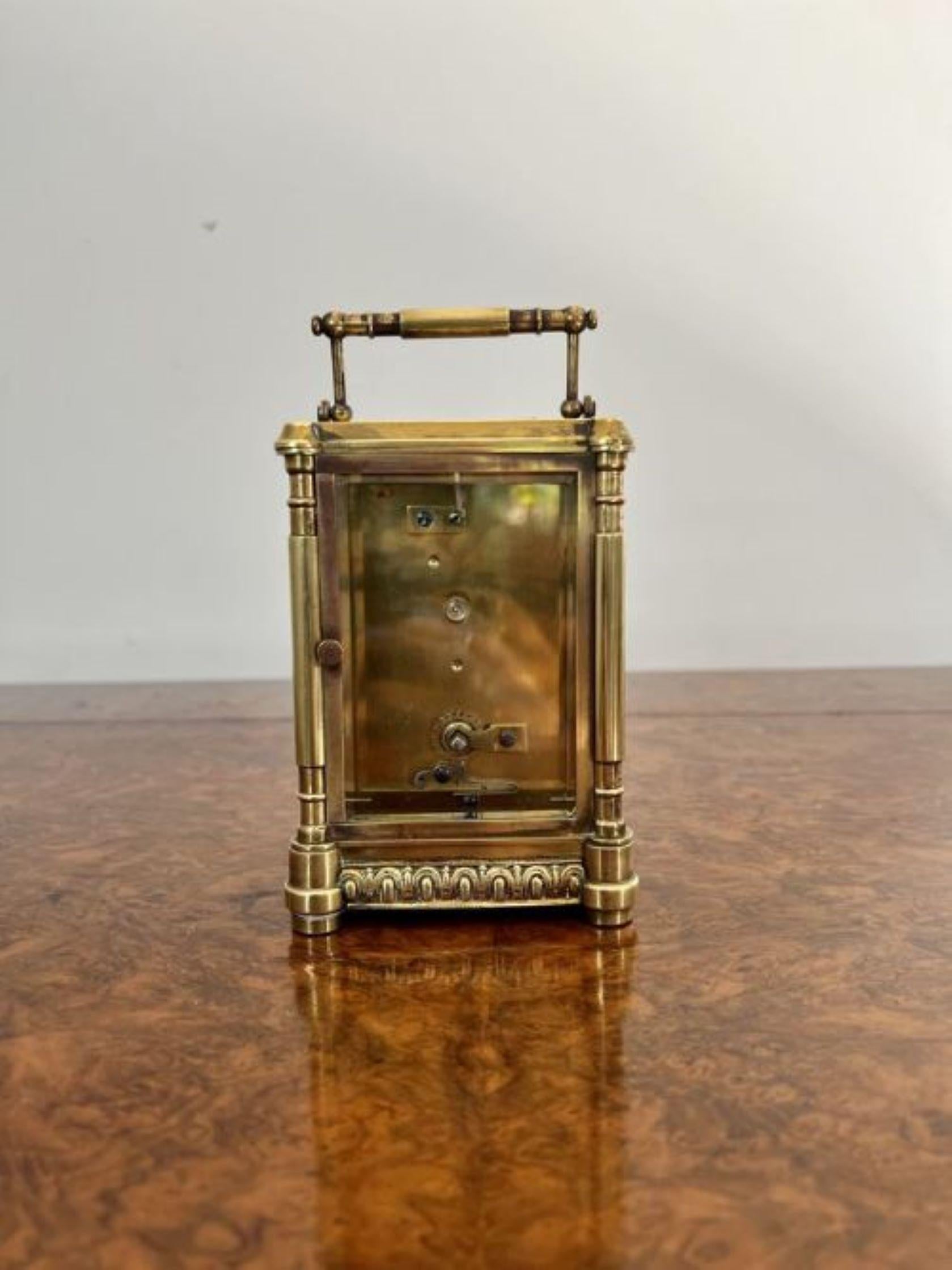 19th Century Fantastic quality large antique Victorian ornate brass carriage clock  For Sale