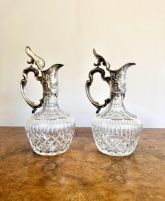 Fantastic quality pair of antique Edwardian silver plated claret jugs