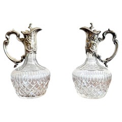 Fantastic quality pair of antique Edwardian silver plated claret jugs