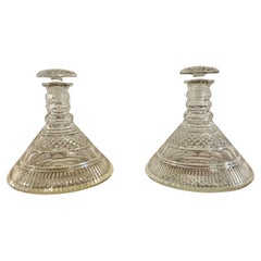 Fantastic quality pair of antique Victorian cut glass ships decanters