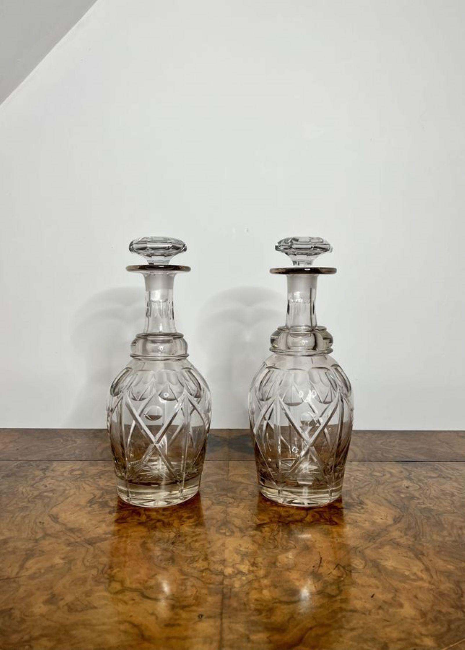 19th Century Fantastic quality pair of antique Victorian decanters For Sale