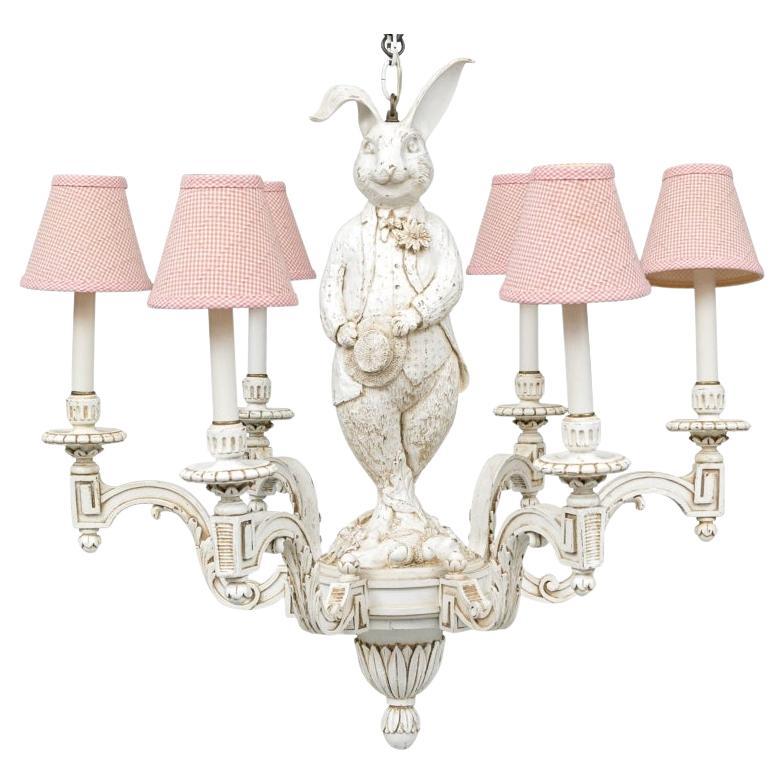 Fantastic Rabbit Figural Six Light Chandelier For Sale