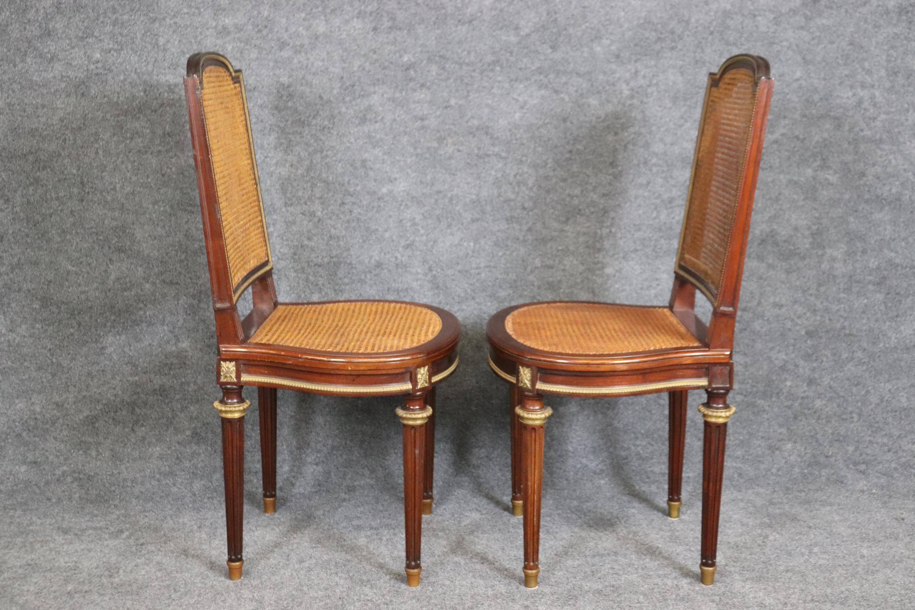 Fantastic Rare Caned Bronze Ormolu  Signed Francoise Linke Pair Side Chairs  In Good Condition For Sale In Swedesboro, NJ