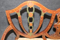 Fantastique et rare banquette anglaise en acajou décorée de peinture Adams