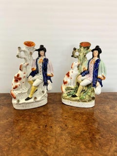 Fantastic rare large pair of antique Victorian Staffordshire figures