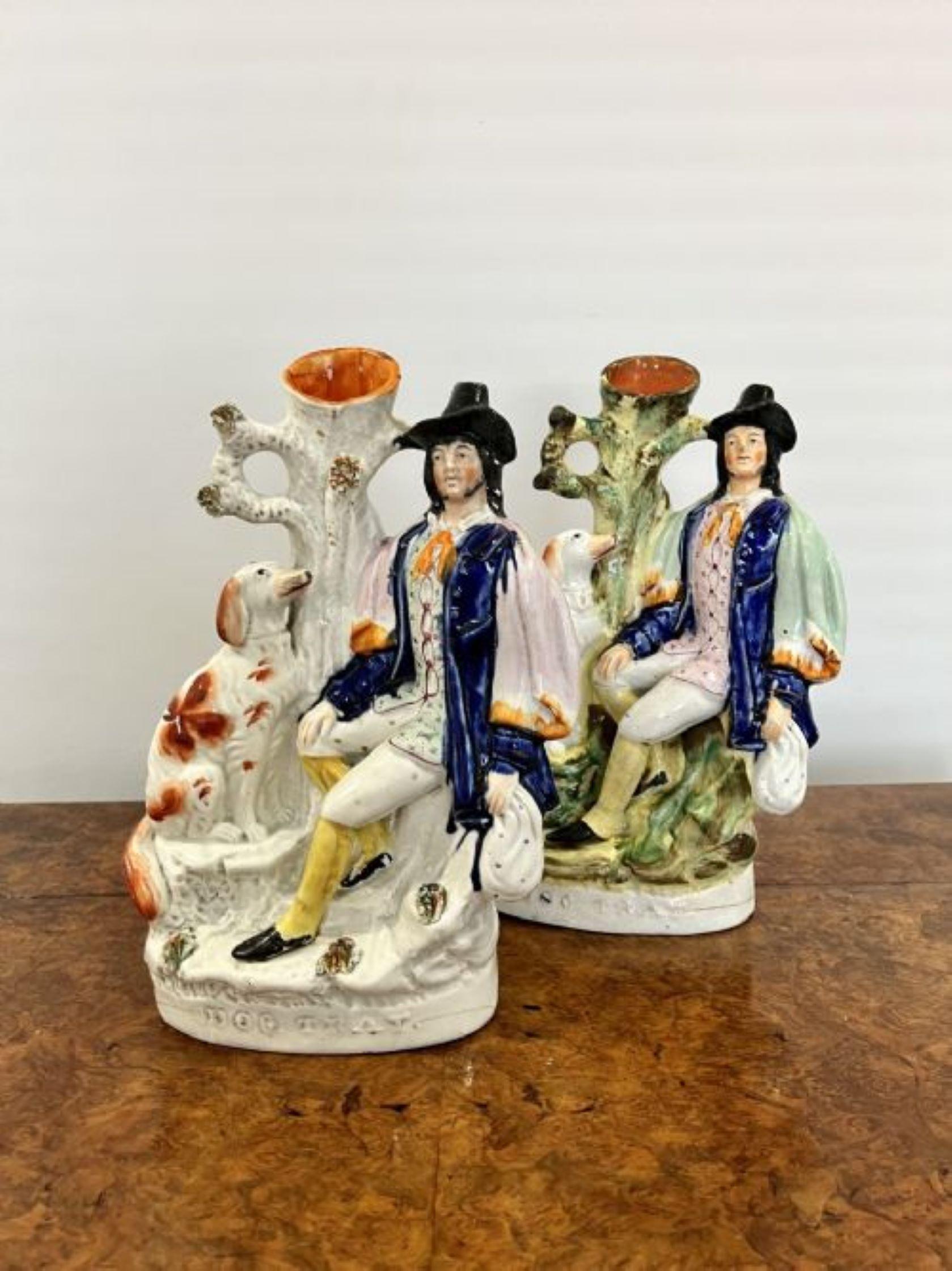 Fantastic rare large pair of antique Victorian Staffordshire figures  In Good Condition For Sale In Ipswich, GB
