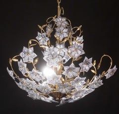 Fantastic Rare Murano Chandelier Full of Black Flowers, 1970s