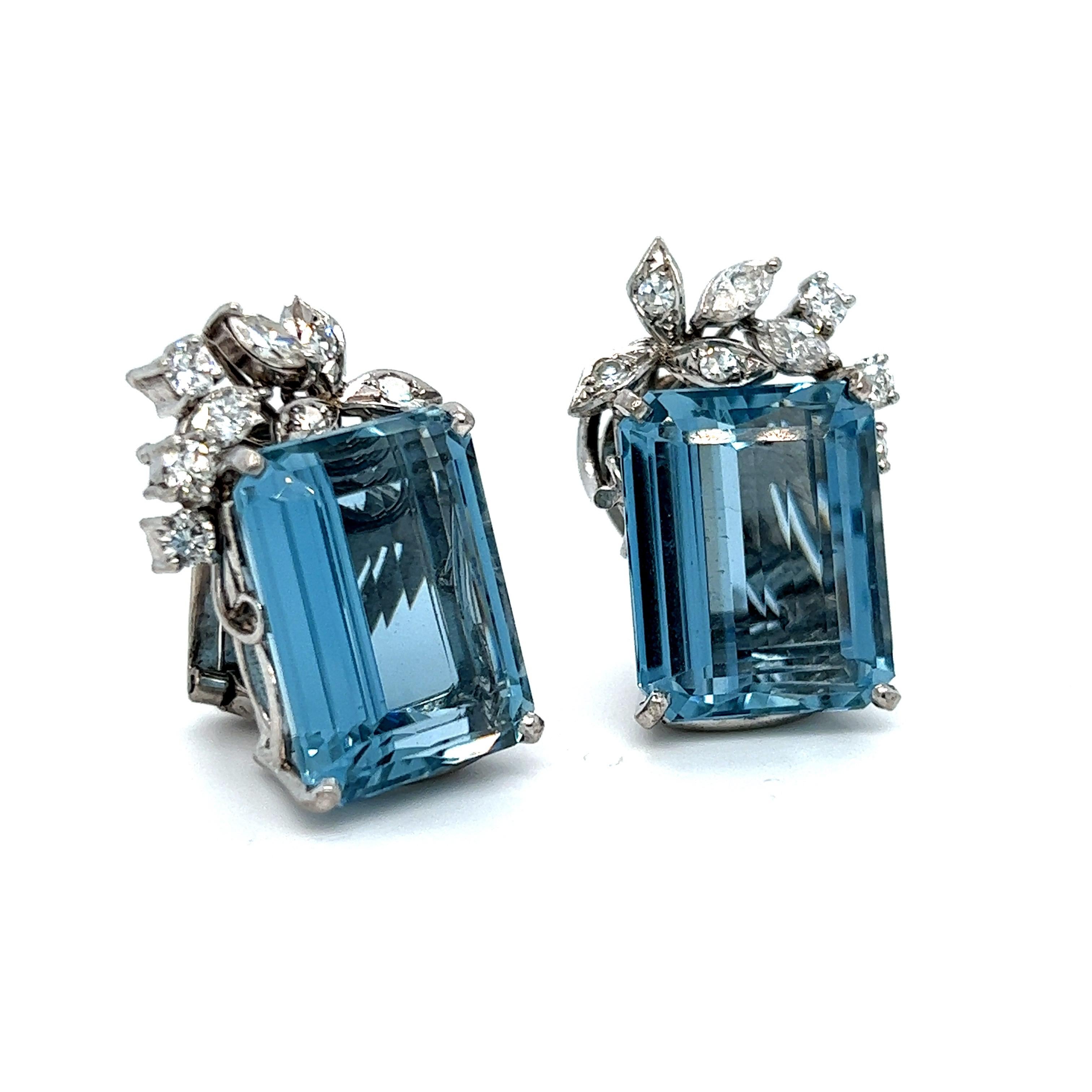 These Fantastic Retro Vintage 14K White Gold Blue Topaz Earrings with Diamond Accents are just spectacular. In all honestly, I thought the stones were Aquamarine. They look exactly like high quality aquamarine. Only extensive testing revealed they