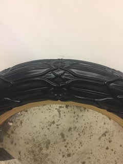 Fantastic Round Ebonized and Gilt Convex Mirror