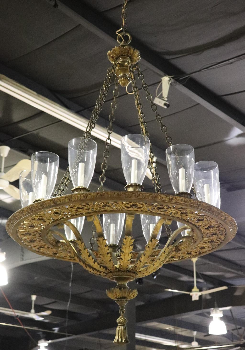 Fantastic Russian Neoclassical Dore' Gilt Rock Crystal and Crystal Chandelier In Good Condition For Sale In Swedesboro, NJ
