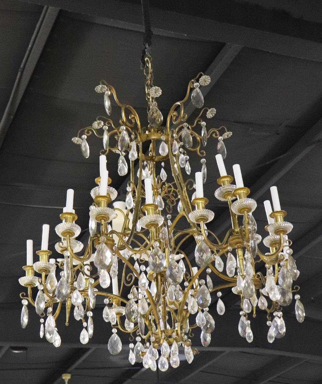 Early 20th Century Fantastic Russian Neoclassical Dore' Gilt Rock Crystal and Crystal Chandelier For Sale