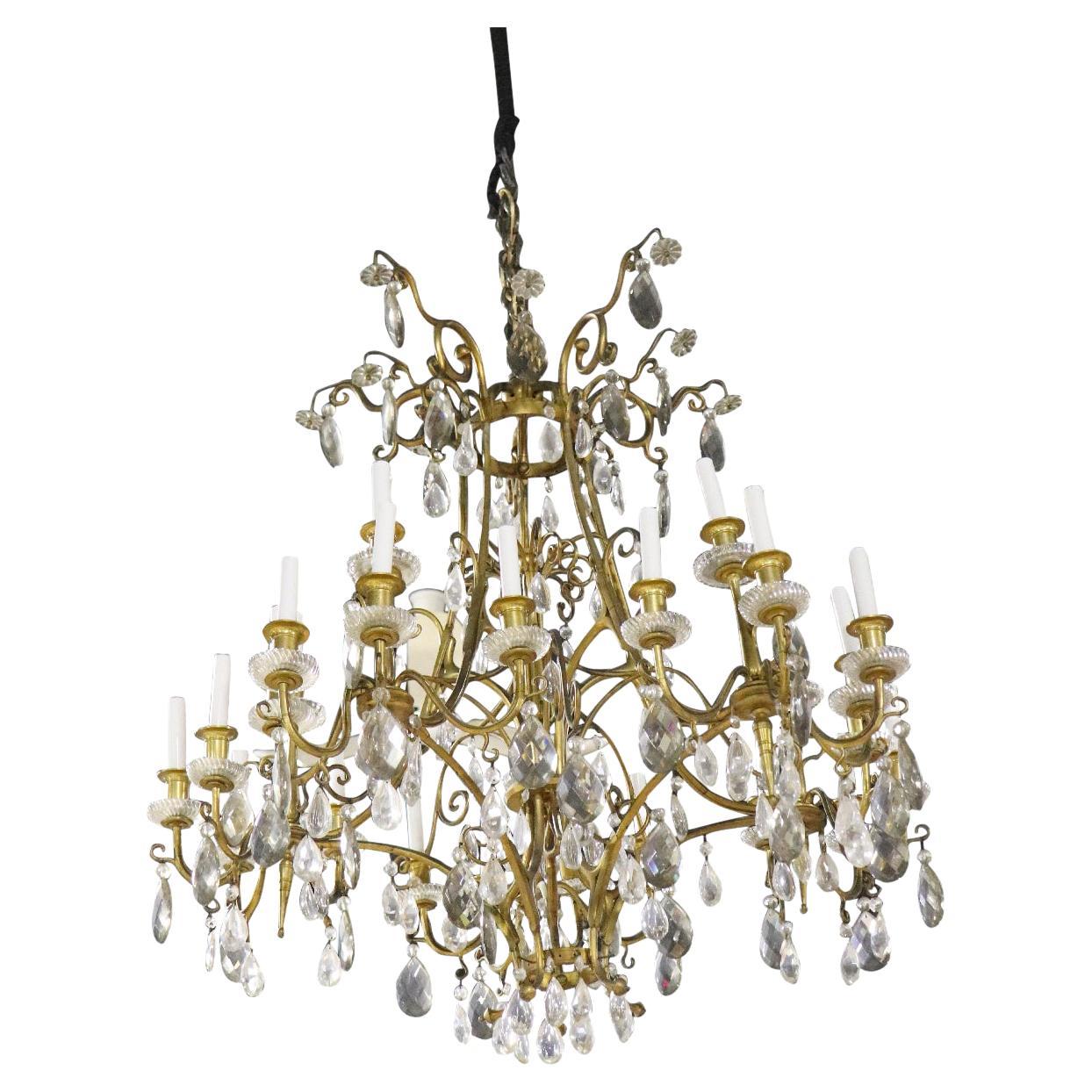 Fantastic Russian Neoclassical Dore' Gilt Rock Crystal and Crystal Chandelier For Sale