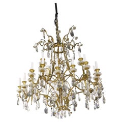 Fantastic Russian Neoclassical Dore' Gilt Rock Crystal and Crystal Chandelier