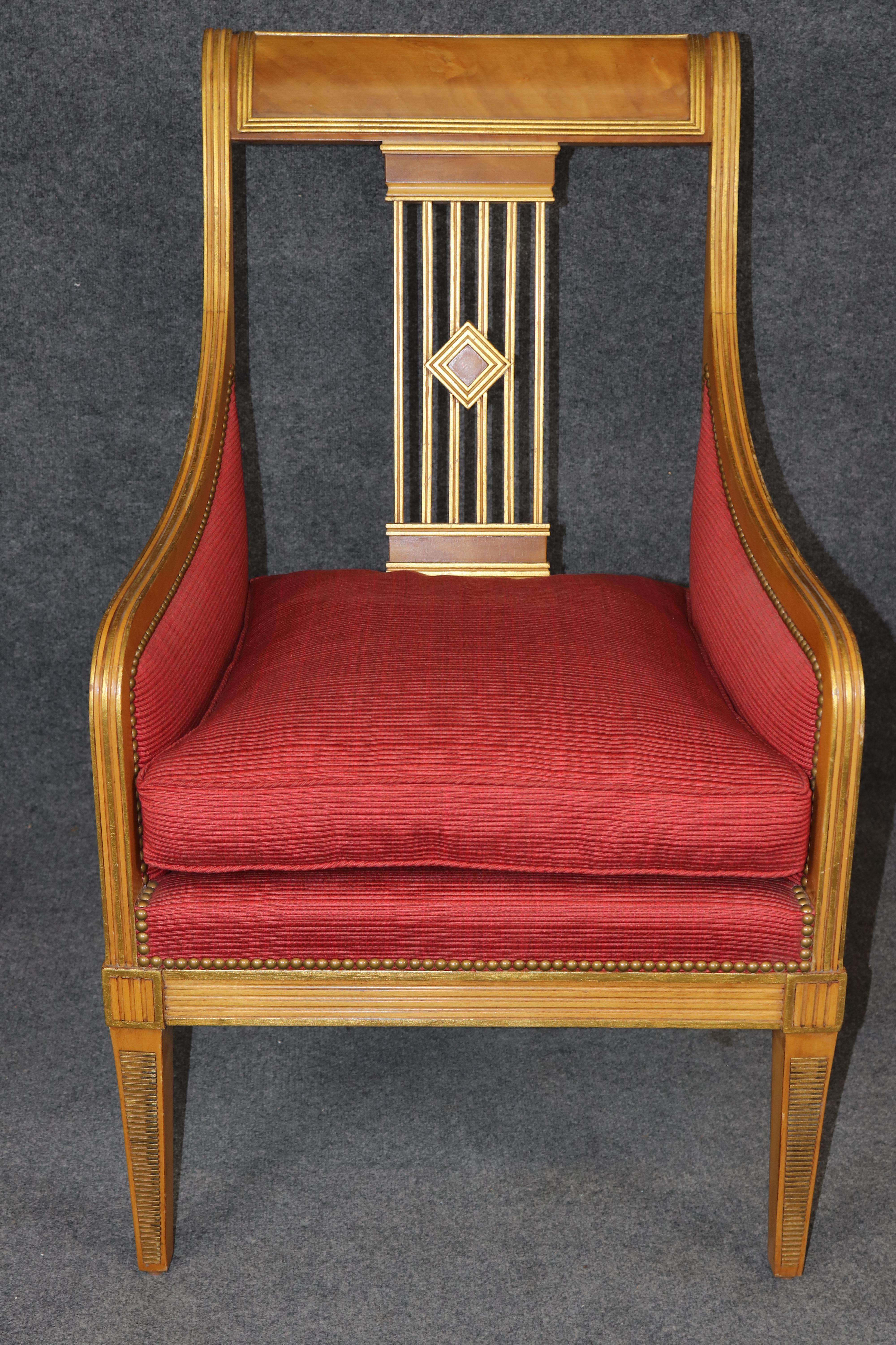 Neoclassical Revival Fantastic Russian Neoclassical Gilded Birch Bergere Chair For Sale
