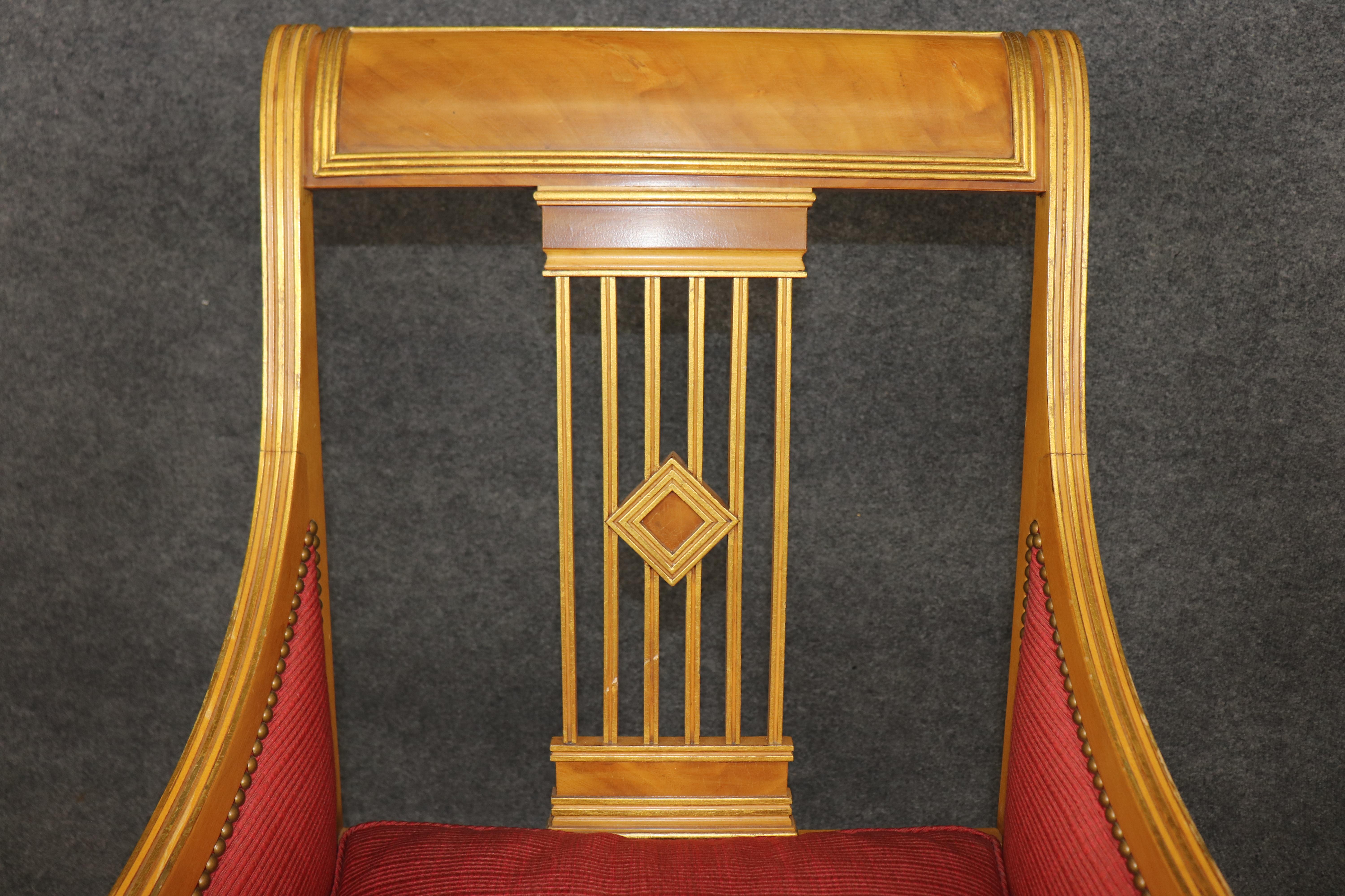 Fantastic Russian Neoclassical Gilded Birch Bergere Chair For Sale 4