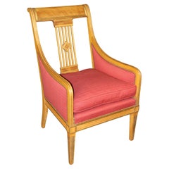 Fantastic Russian Neoclassical Gilded Birch Bergere Chair