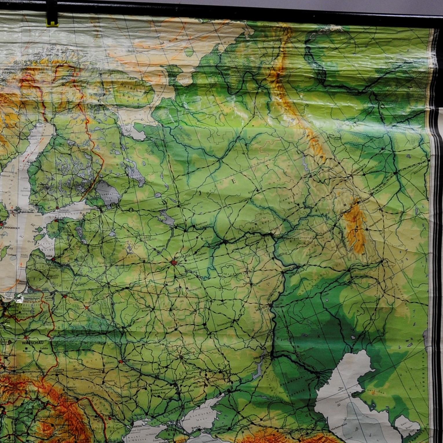 Country Fantastic School Map Physical View of Europe Wall Chart Poster Print Decoration