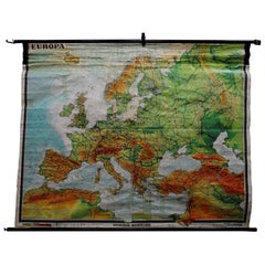 Fantastic School Map Physical View of Europe Wall Chart Poster Print Decoration