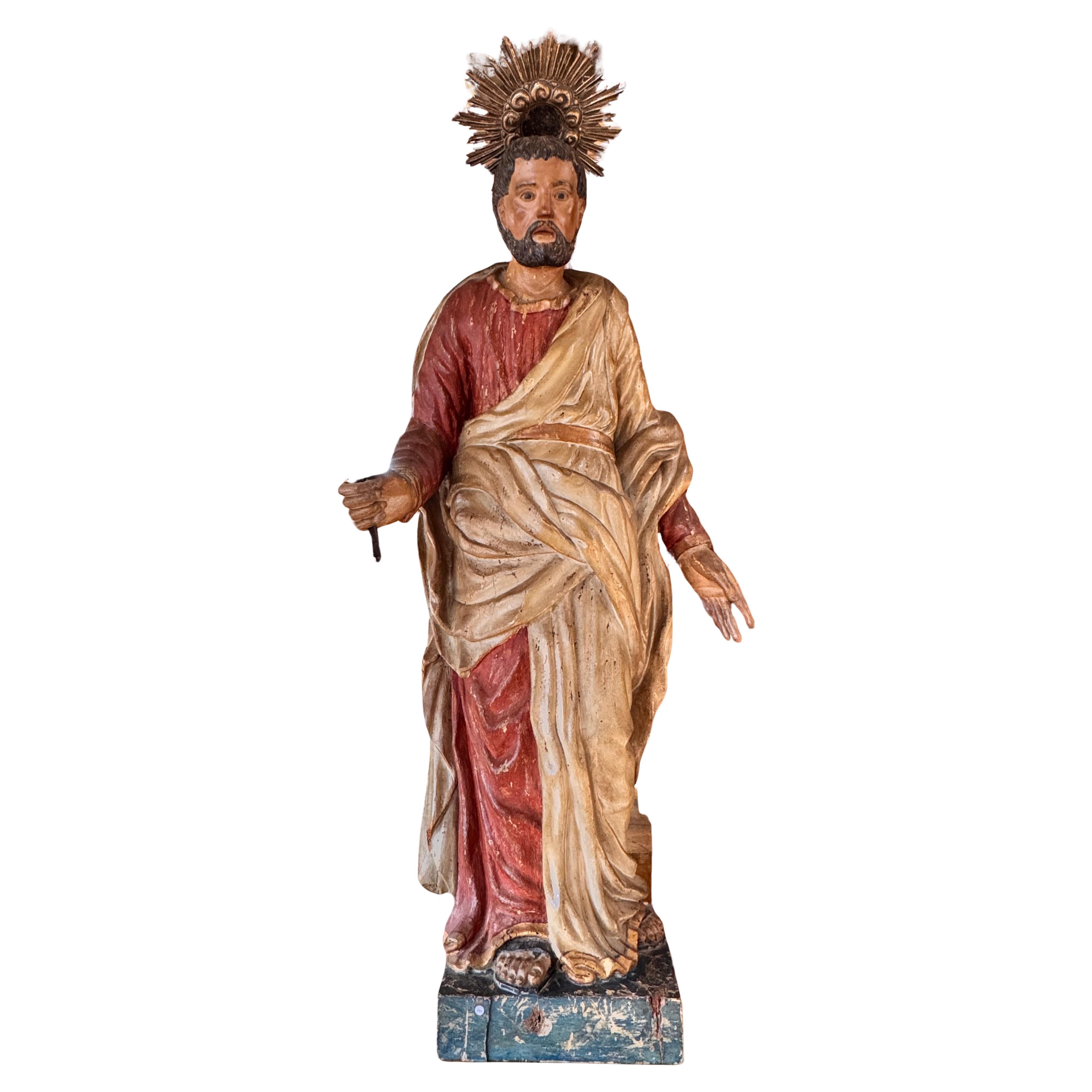 Sculpture fantastique de saint Peters, Spanish School, XVIIIe siècle