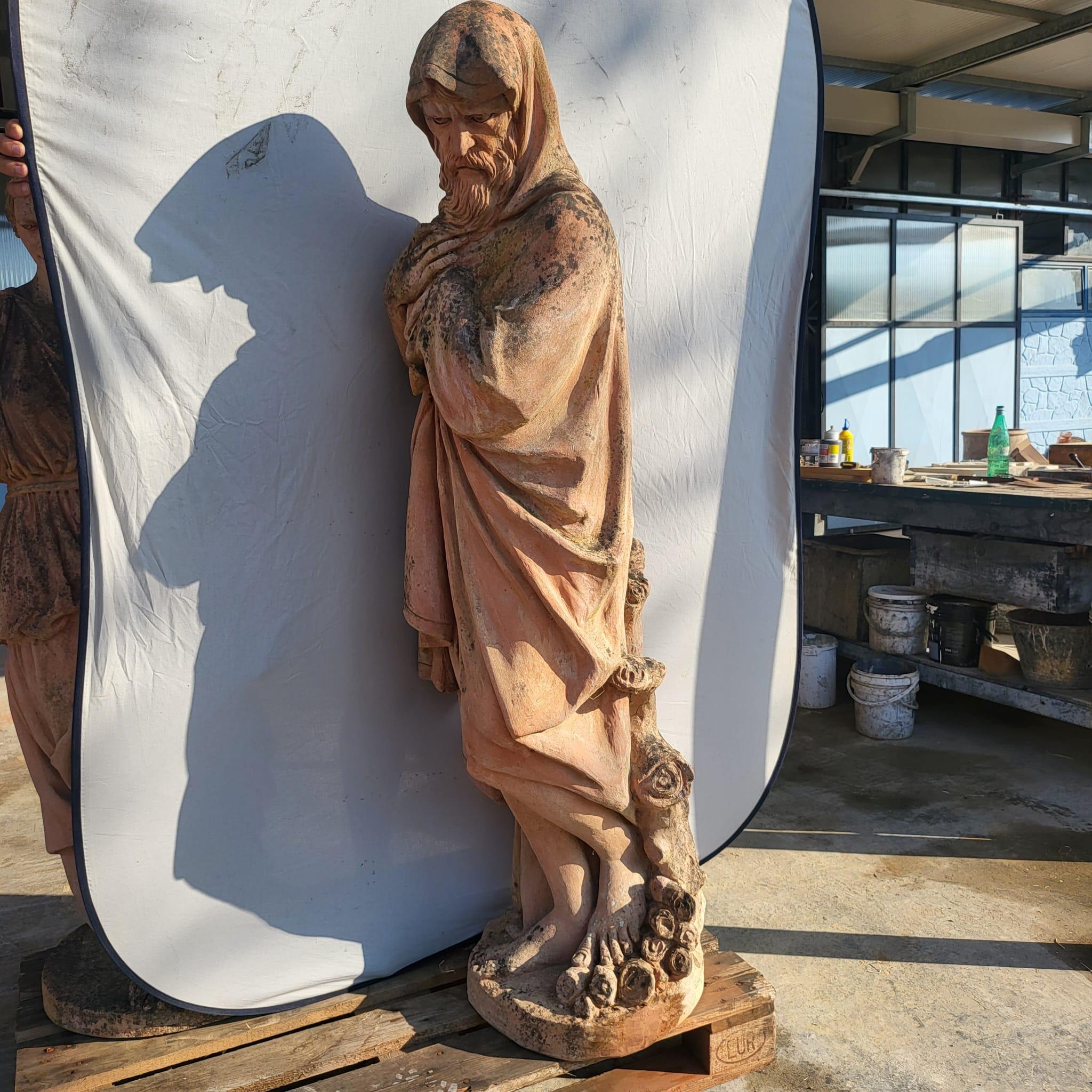 Fantastique série D'ÉCLARATIONS 4 SEASONS IN TERRACOTTA 1890/1900 avec base H : 190 cm 2