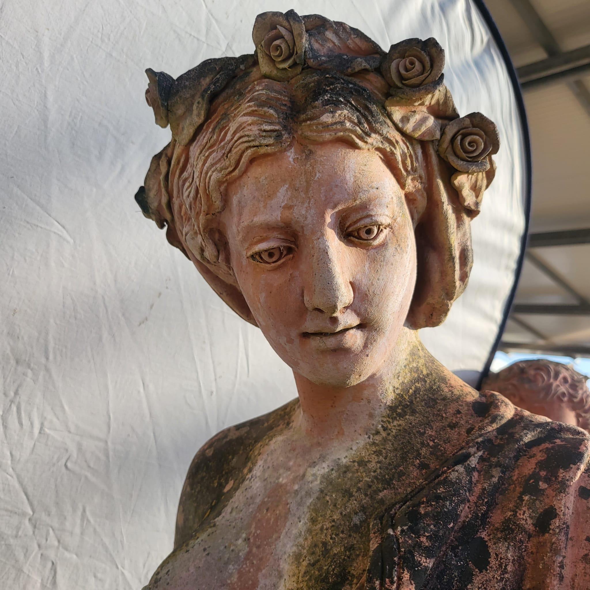 Fantastique série D'ÉCLARATIONS 4 SEASONS IN TERRACOTTA 1890/1900 avec base H : 190 cm 8